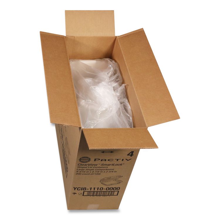 ClearView SmartLock Hinged Lid Container, 9.22 x 8.88 x 2.91, Clear, Plastic, 200/Carton