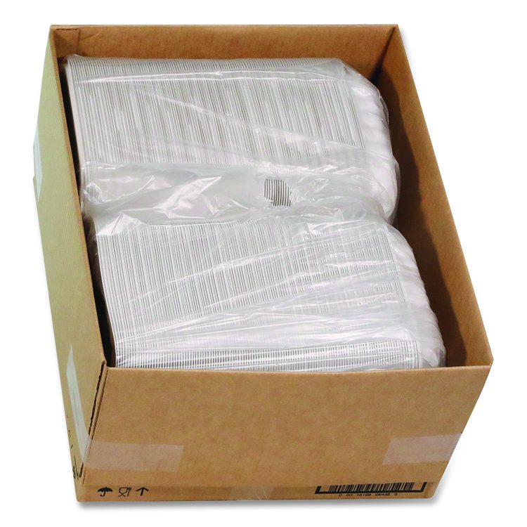 EarthChoice SmartLock Microwavable MFPP Hinged Lid Container, 9 x 9 x 3.1, White, Plastic, 120/Carton