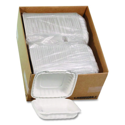 EarthChoice SmartLock Microwavable MFPP Hinged Lid Container, 9 x 9 x 3.1, White, Plastic, 120/Carton