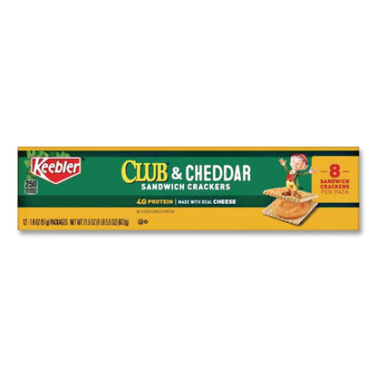 Sandwich Cracker, Club and Cheddar, 8 Cracker Snack Pack, 12/Box