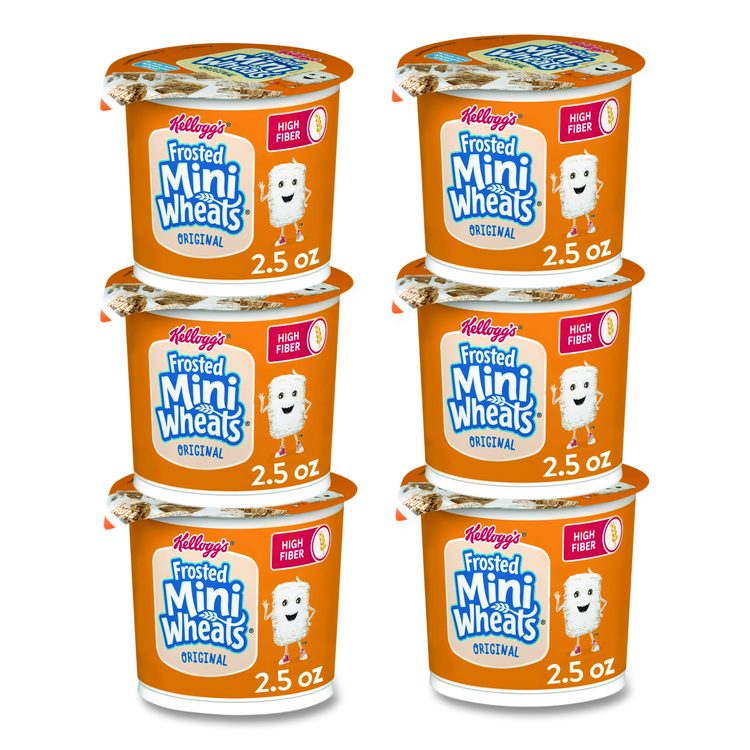 Breakfast Cereal, Frosted Mini Wheats, Single-Serve 2.5 oz Cup, 6/Box