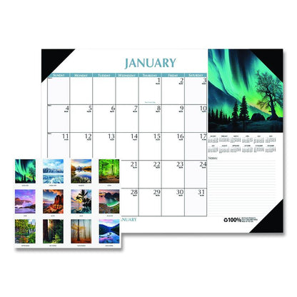 Earthscapes Scenic Desk Pad Calendar, Scenic Photos, 18.5 x 13, White Sheets, Black Binding/Corners,12-Month (Jan-Dec): 2026