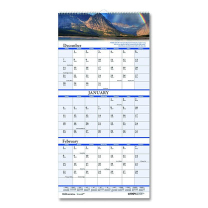 Earthscapes Recycled 3-Month Vertical Wall Calendar, Scenic Photography, 8 x 17, White Sheets, 14-Month: Dec 2025 to Jan 2027