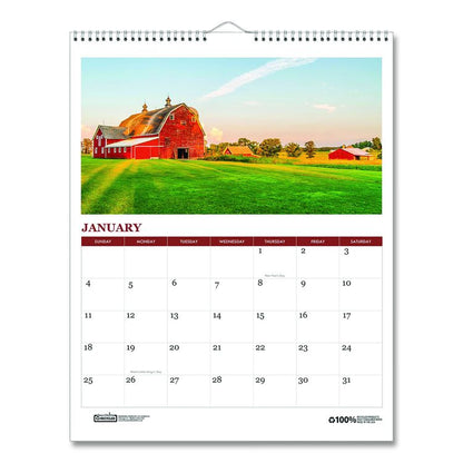 100% Recycled Farm Life Wall Calendar, 11 x 14, White/Multicolor Sheets, 12-Month (Jan-Dec): 2026