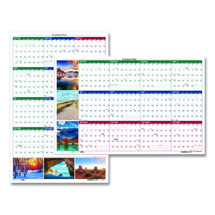 Earthscapes Recycled Reversible/Erasable Yearly Wall Calendar, Nature Photos, 24 x 37, White Sheets, 12-Month (Jan-Dec): 2026