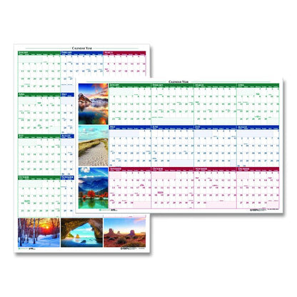 Earthscapes Recycled Reversible/Erasable Yearly Wall Calendar, Nature Photos, 24 x 37, White Sheets, 12-Month (Jan-Dec): 2026