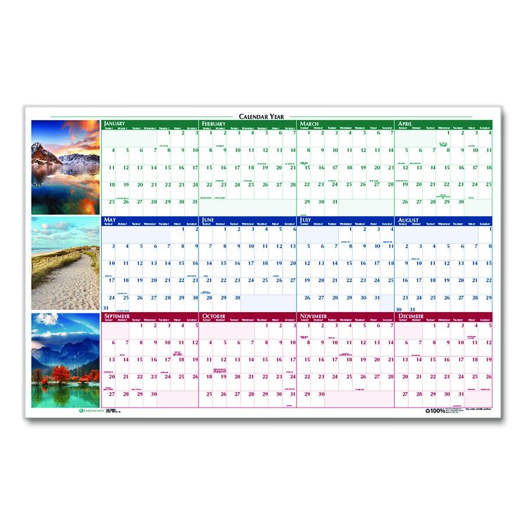 Earthscapes Recycled Reversible/Erasable Yearly Wall Calendar, Nature Photos, 24 x 37, White Sheets, 12-Month (Jan-Dec): 2026