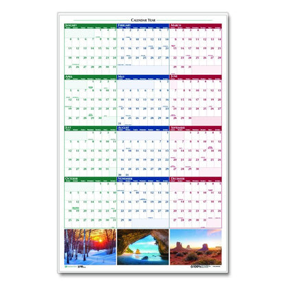 Earthscapes Recycled Reversible/Erasable Yearly Wall Calendar, Nature Photos, 24 x 37, White Sheets, 12-Month (Jan-Dec): 2026