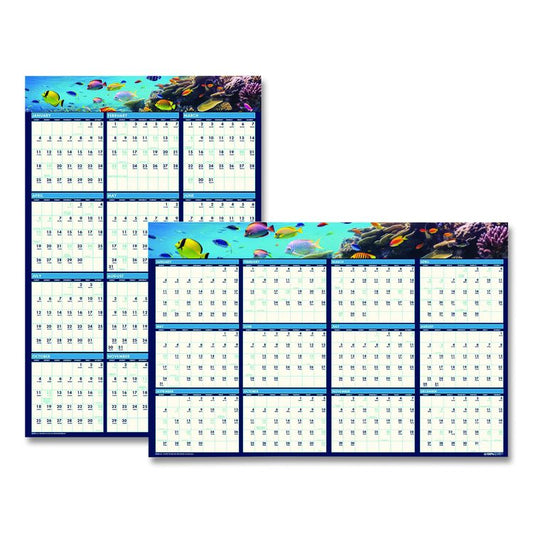 Earthscapes Recycled Reversible/Erasable Yearly Wall Calendar, Sea Life Photos, 24 x 37, White Sheets, 12-Month(Jan-Dec):2026