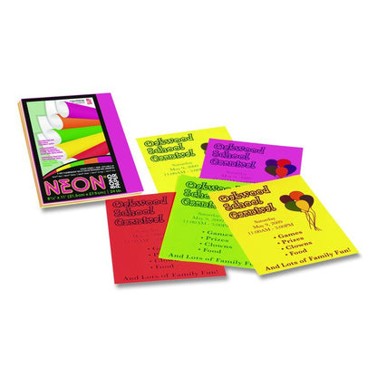 Array Colored Bond Paper, 24 lb Bond Weight, 8.5 x 11, Assorted Neon Colors, 100/Pack