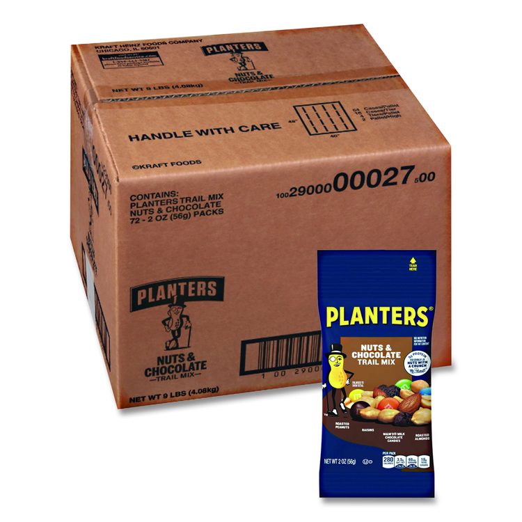 Trail Mix, Nut and Chocolate, 2 oz Bag, 72/Carton