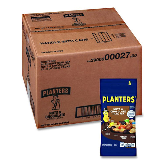 Trail Mix, Nut and Chocolate, 2 oz Bag, 72/Carton