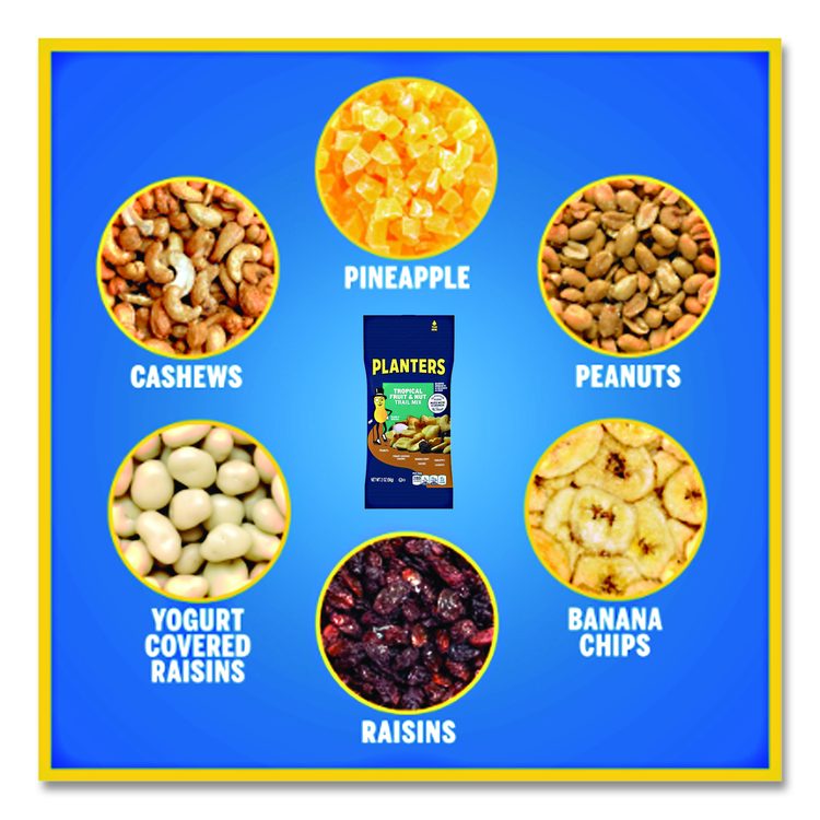 Trail Mix, Tropical Fruit and Nut, 2 oz Bag, 72/Carton