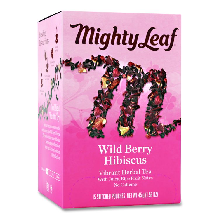 Whole Leaf Tea Pouches, Wild Berry Hibiscus, 15/Box