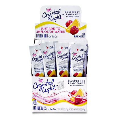 On the Go, Raspberry Lemonade, 0.16 oz Packets, Yields 20 oz per Packet, 30/Box