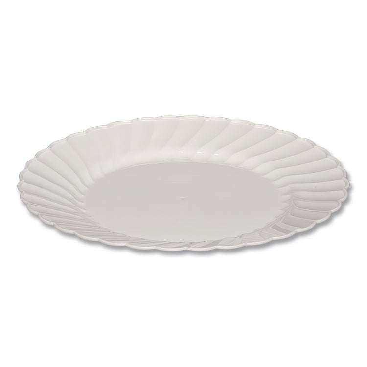 Classicware Plastic Dinnerware, Plates, 9" dia, White, 12/Bag, 15 Bags/Carton