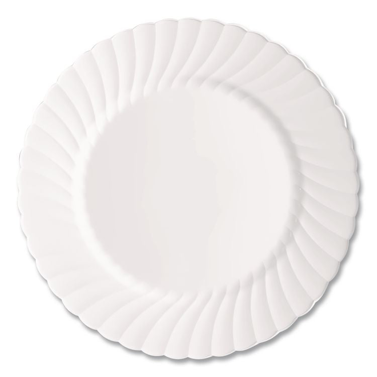 Classicware Plastic Dinnerware, Plates, 9" dia, White, 12/Bag, 15 Bags/Carton