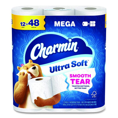 Ultra Soft Bathroom Tissue, Mega Roll, Septic Safe, 2-Ply, White, 208 Sheets/Roll, 12 Rolls/Pack, 5 Packs/Carton