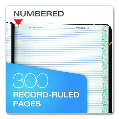 Laboratory Notebook, Data/Lab-Record Format, Black/Red Cover, (300) 10.38 x 8.13 Sheets