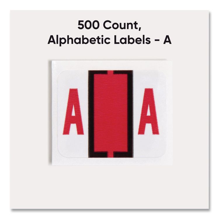 A-Z Color-Coded End Tab Filing Labels, A, 1 x 1.25, White, 500/Roll