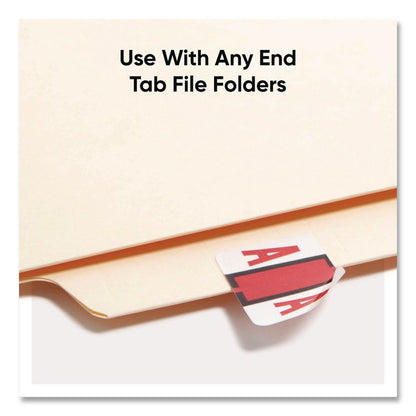 A-Z Color-Coded End Tab Filing Labels, A, 1 x 1.25, White, 500/Roll