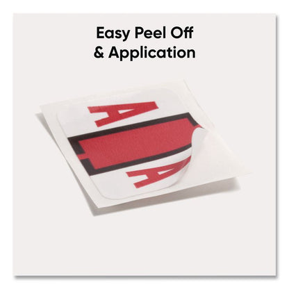 A-Z Color-Coded End Tab Filing Labels, A, 1 x 1.25, White, 500/Roll
