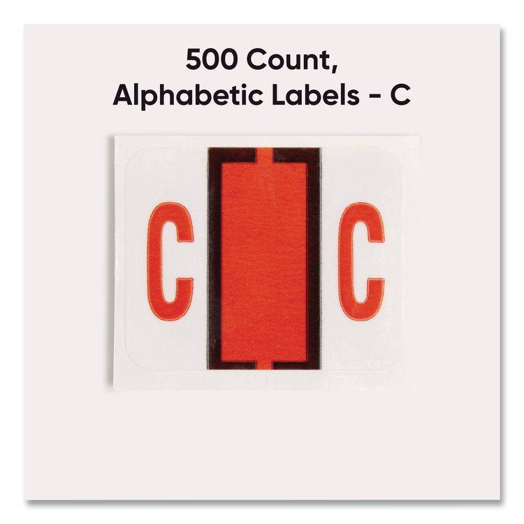 A-Z Color-Coded End Tab Filing Labels, C, 1 x 1.25, White, 500/Roll