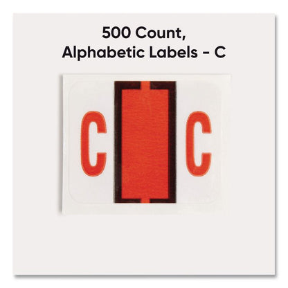 A-Z Color-Coded End Tab Filing Labels, C, 1 x 1.25, White, 500/Roll