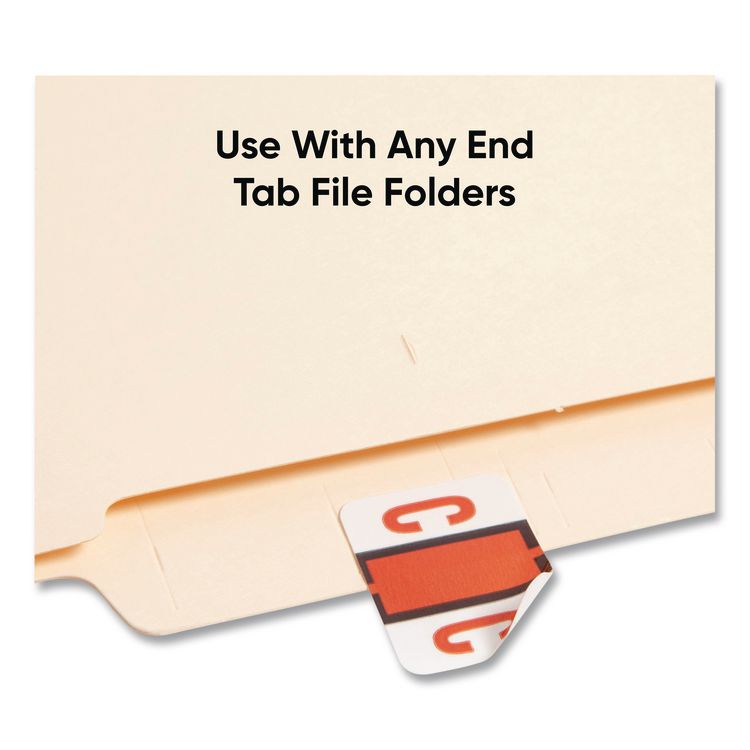 A-Z Color-Coded End Tab Filing Labels, C, 1 x 1.25, White, 500/Roll