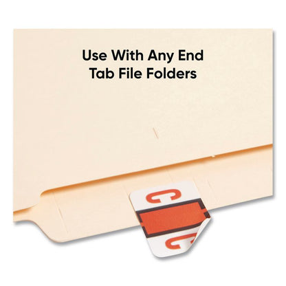 A-Z Color-Coded End Tab Filing Labels, C, 1 x 1.25, White, 500/Roll