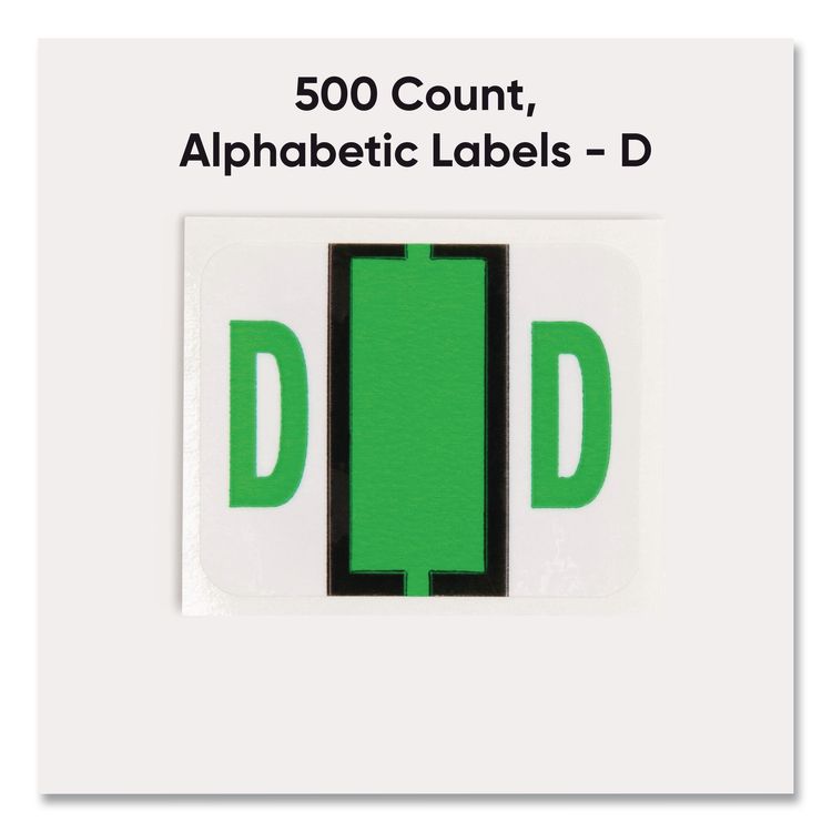 A-Z Color-Coded End Tab Filing Labels, D, 1 x 1.25, White, 500/Roll