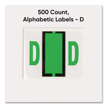 A-Z Color-Coded End Tab Filing Labels, D, 1 x 1.25, White, 500/Roll