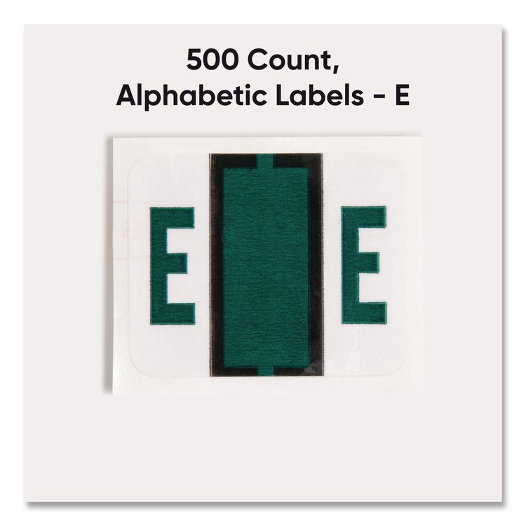A-Z Color-Coded End Tab Filing Labels, E, 1 x 1.25, White, 500/Roll