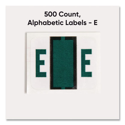 A-Z Color-Coded End Tab Filing Labels, E, 1 x 1.25, White, 500/Roll