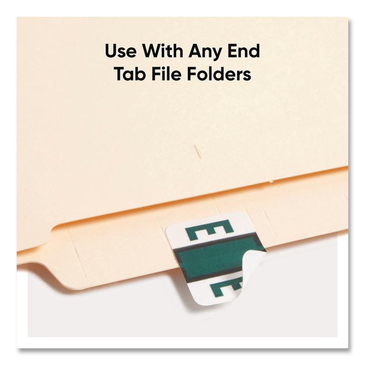 A-Z Color-Coded End Tab Filing Labels, E, 1 x 1.25, White, 500/Roll