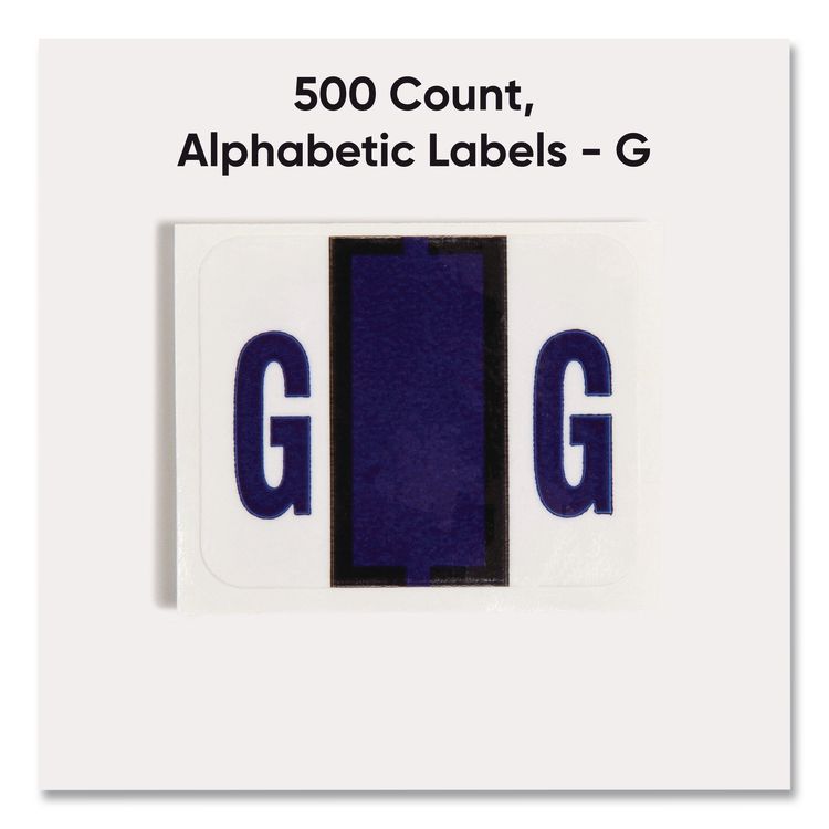 A-Z Color-Coded End Tab Filing Labels, G, 1 x 1.25, White, 500/Roll