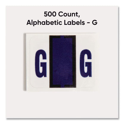 A-Z Color-Coded End Tab Filing Labels, G, 1 x 1.25, White, 500/Roll