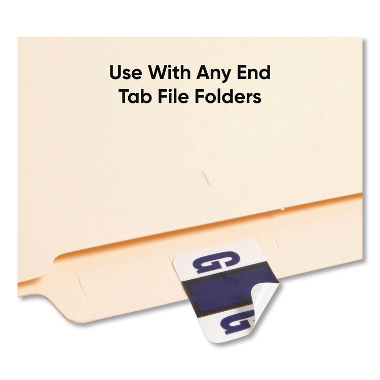A-Z Color-Coded End Tab Filing Labels, G, 1 x 1.25, White, 500/Roll