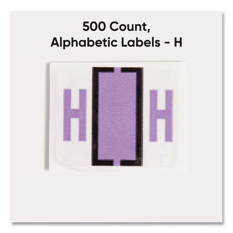 A-Z Color-Coded End Tab Filing Labels, H, 1 x 1.25, White, 500/Roll