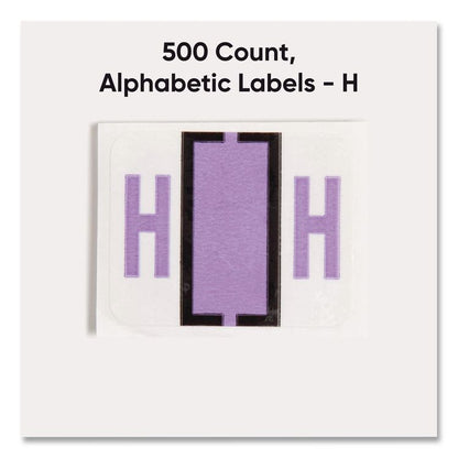 A-Z Color-Coded End Tab Filing Labels, H, 1 x 1.25, White, 500/Roll