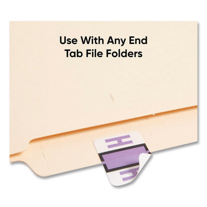 A-Z Color-Coded End Tab Filing Labels, H, 1 x 1.25, White, 500/Roll