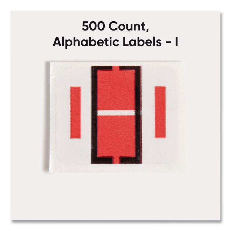 A-Z Color-Coded End Tab Filing Labels, I, 1 x 1.25, White, 500/Roll