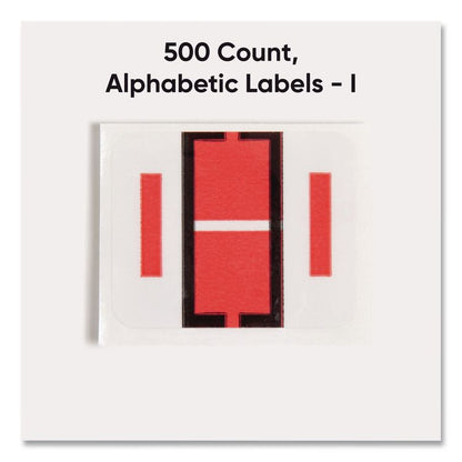 A-Z Color-Coded End Tab Filing Labels, I, 1 x 1.25, White, 500/Roll