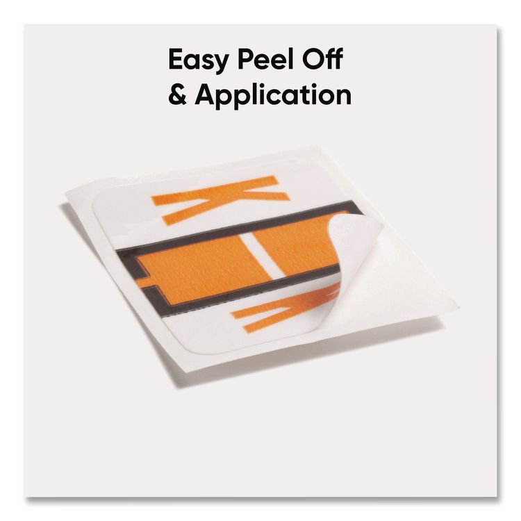 A-Z Color-Coded End Tab Filing Labels, K, 1 x 1.25, White, 500/Roll