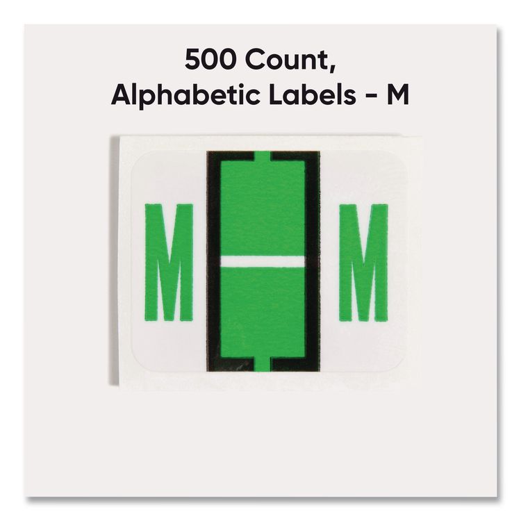 A-Z Color-Coded End Tab Filing Labels, M, 1 x 1.25, White, 500/Roll
