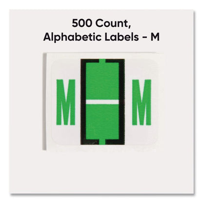 A-Z Color-Coded End Tab Filing Labels, M, 1 x 1.25, White, 500/Roll
