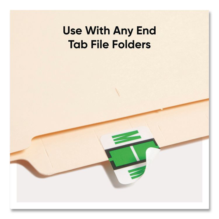 A-Z Color-Coded End Tab Filing Labels, M, 1 x 1.25, White, 500/Roll