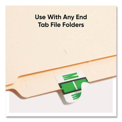 A-Z Color-Coded End Tab Filing Labels, M, 1 x 1.25, White, 500/Roll