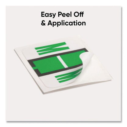 A-Z Color-Coded End Tab Filing Labels, M, 1 x 1.25, White, 500/Roll