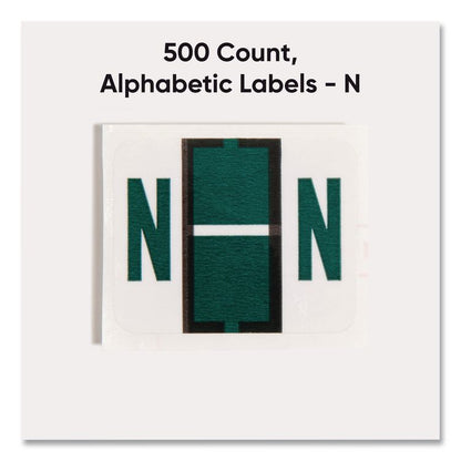 A-Z Color-Coded End Tab Filing Labels, N, 1 x 1.25, White, 500/Roll